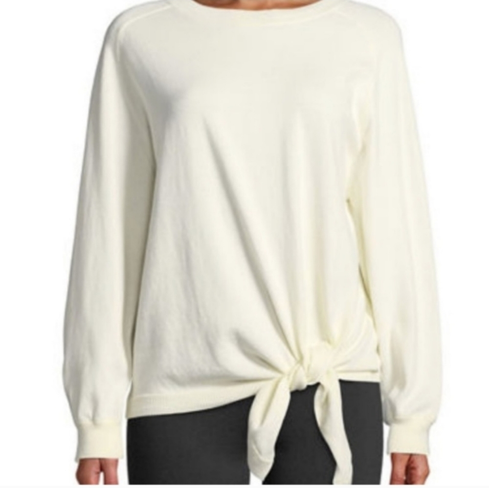Vince | Cream Tie-Front Oversized Sweater 100% Cotton Sz Small